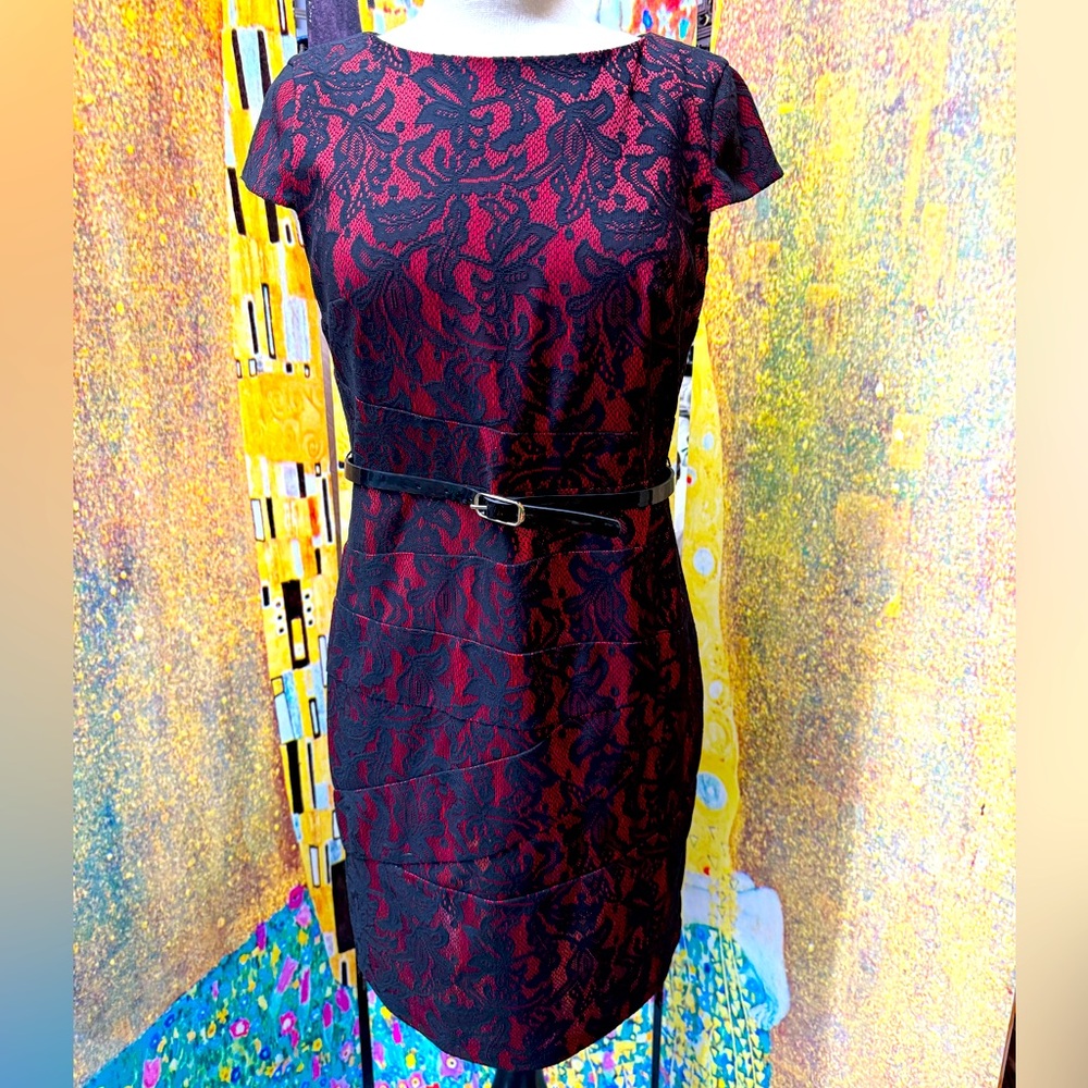 ALYX Elegant RED and BLACK Lace Dress 10P